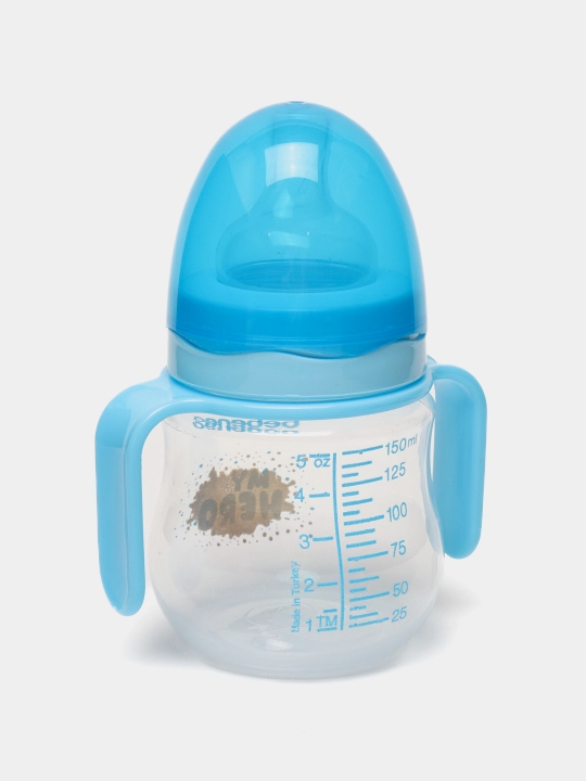 Oziqlantiruvchi shisha oval tutqichli, keng bo'yin bilan, 150 ml