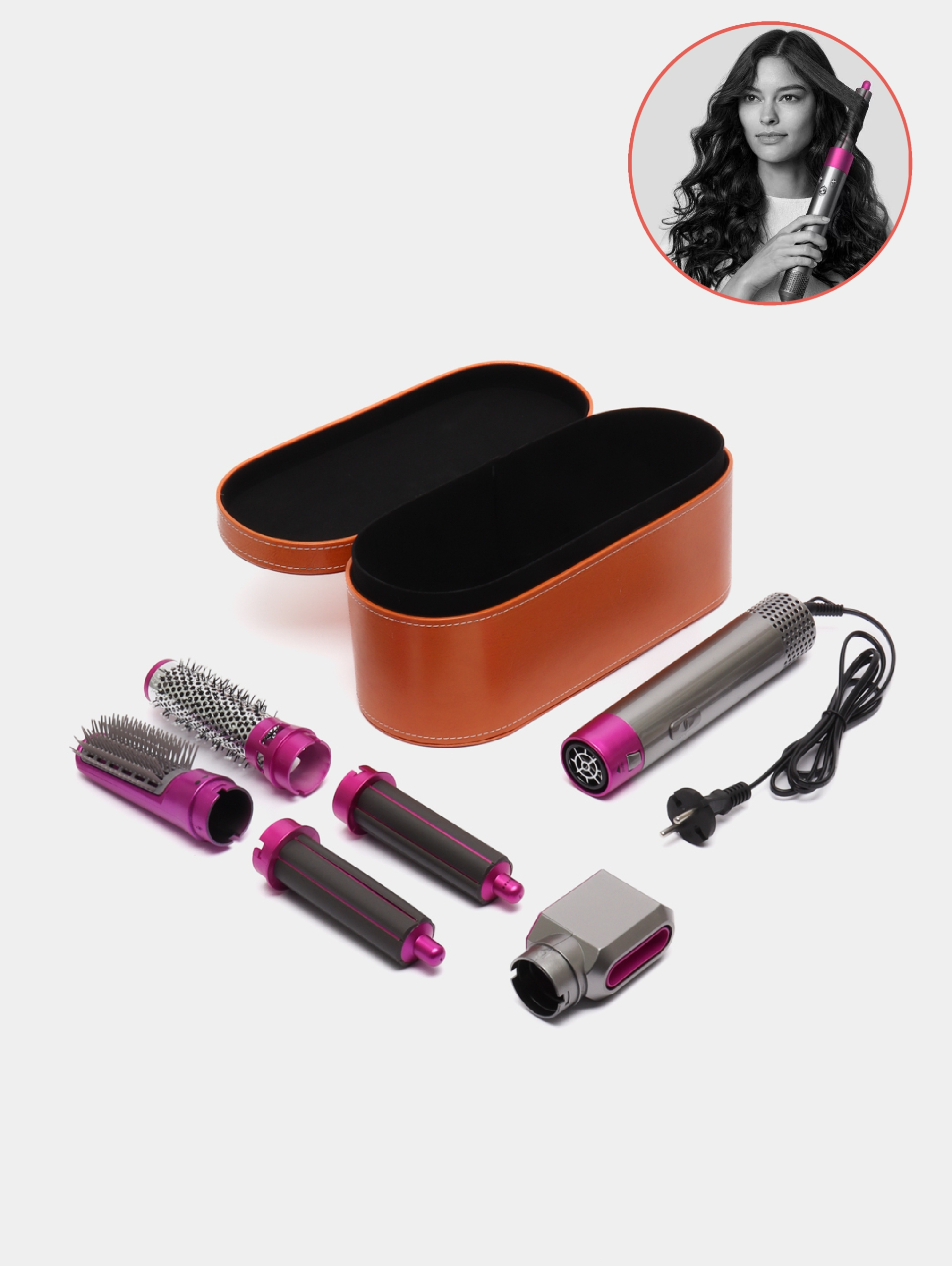 Фен стайлер Ds Airwrap для укладки волос всех типов, в кожаном кейсе, 5 ...