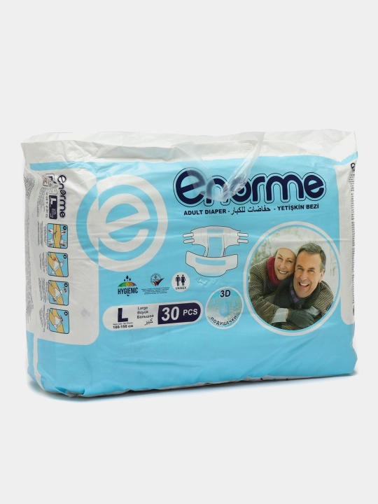 Подгузники для взрослых Enorme L, 100-150 см, 30 шт