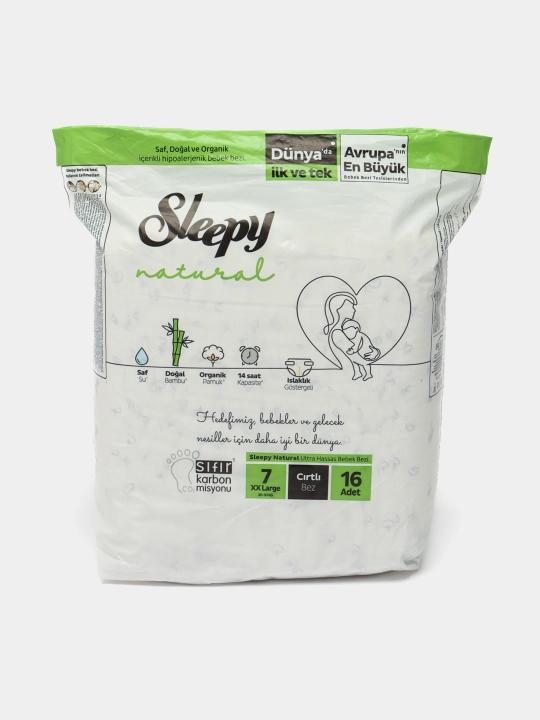 Sleepy Natural Детские подгузники №7, 20-30 кг, 16 штук