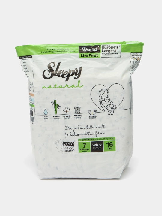 Sleepy Natural Детские подгузники №7, 20-30 кг, 16 штук