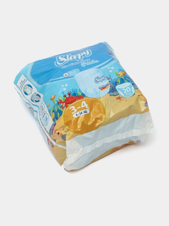 Детские подгузники для бассейна Sleepy, №3-4, 4 - 14 кг, 20 шт
