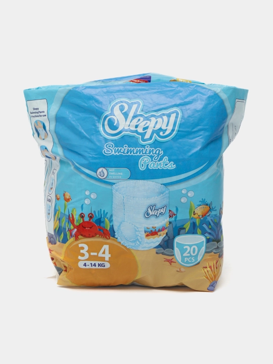 Детские подгузники для бассейна Sleepy, №3-4, 4 - 14 кг, 20 шт