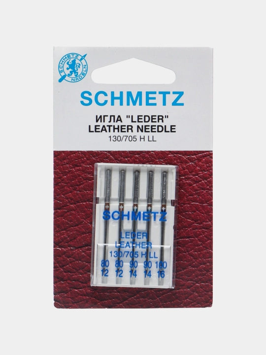 Иглы Schmetz для кожи набор 130/705 H LL № 80(2), 90(2), 100, 5 шт - 