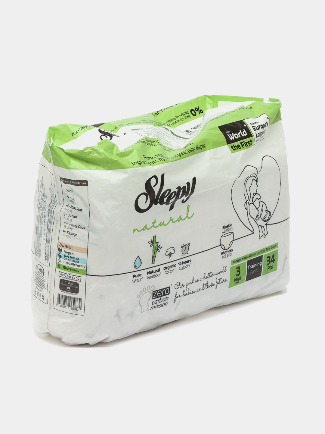 Детские подгузники трусики SLEEPY NATURAL PANTS №3, 4-9 кг, 34 шт