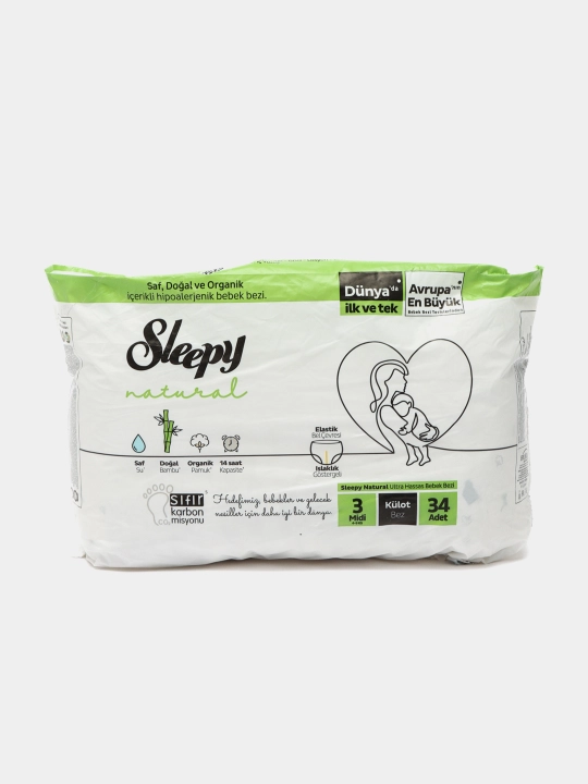 Детские подгузники трусики SLEEPY NATURAL PANTS №3, 4-9 кг, 34 шт