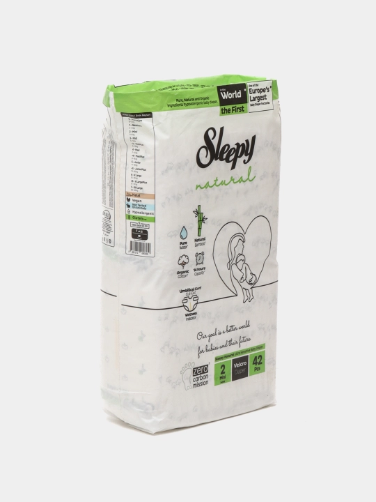 Sleepy Natural Bolalar tagliklari o'lchami №2, 3-6 kg, 42 dona