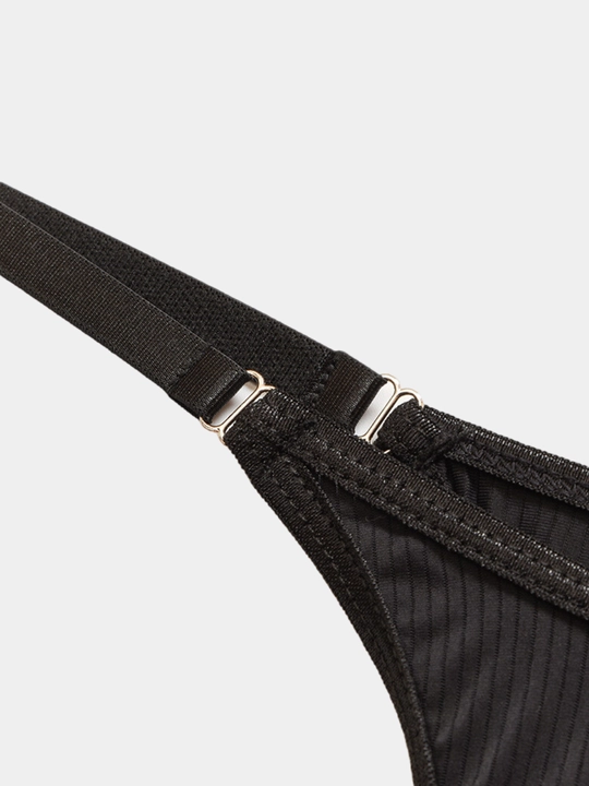 Ayollar ichki kiyim to'plami: dantelli suyaksiz byustgalter va baland belli string, S–XL
