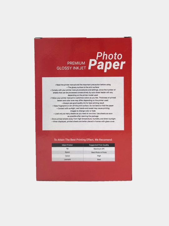 Professional foto qog'oz, porloq, o'lchami 10 sm*15 sm, 230 g/sm, formati 4R, 100 varaq