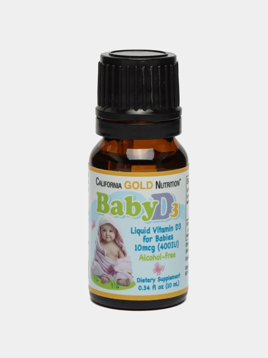 Жидкий витамин Д3 для детей California Gold Nutrition, Baby D3, 400 МЕ, 10 мл