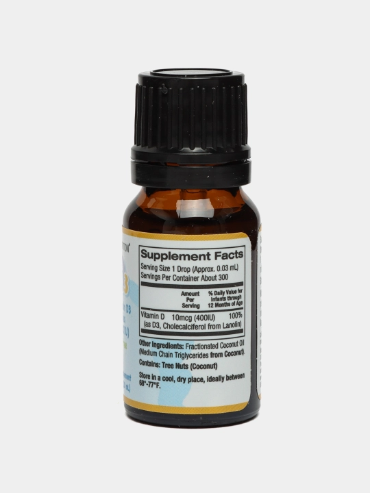 Жидкий витамин Д3 для детей California Gold Nutrition, Baby D3, 400 МЕ, 10 мл