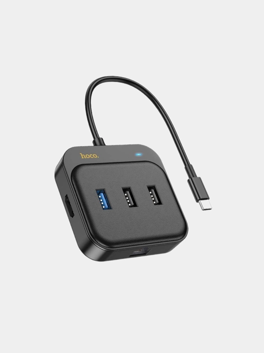Адаптер hub hoco. HB37 HDMI, lan, картридер, переходник