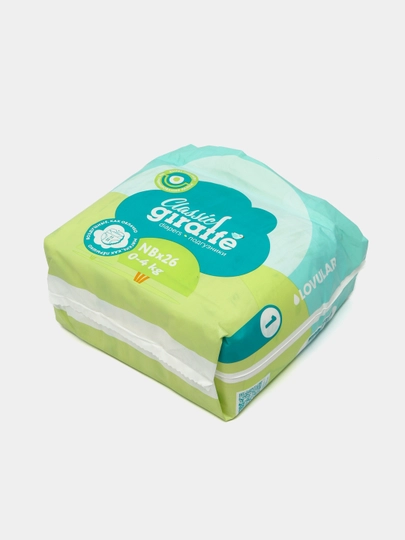 Подгузники Lovular Giraffe 1 NB 0-4 кг, 26 шт