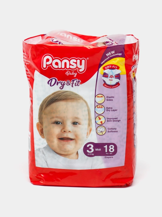 Подгузники Pansy Jumbo Midi 3, 4-9 кг, 18 шт - 