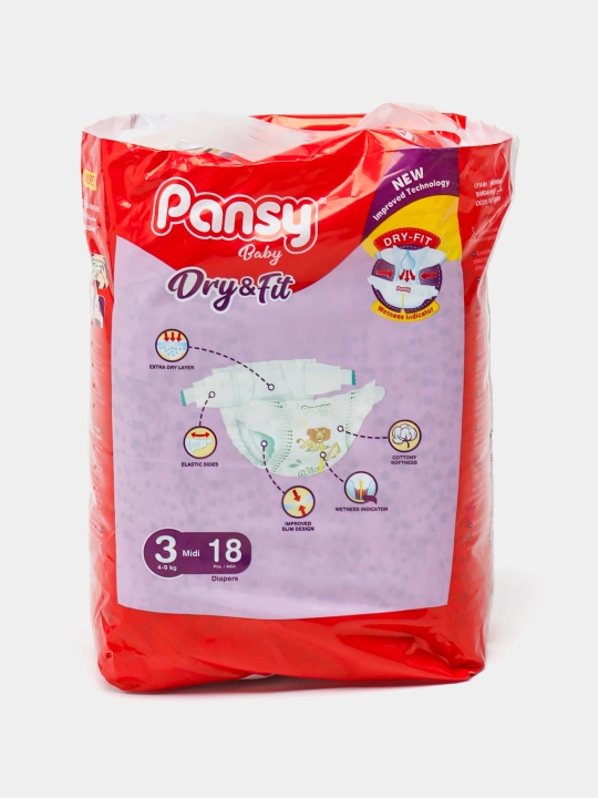 Подгузники Pansy Jumbo Midi 3, 4-9 кг, 18 шт