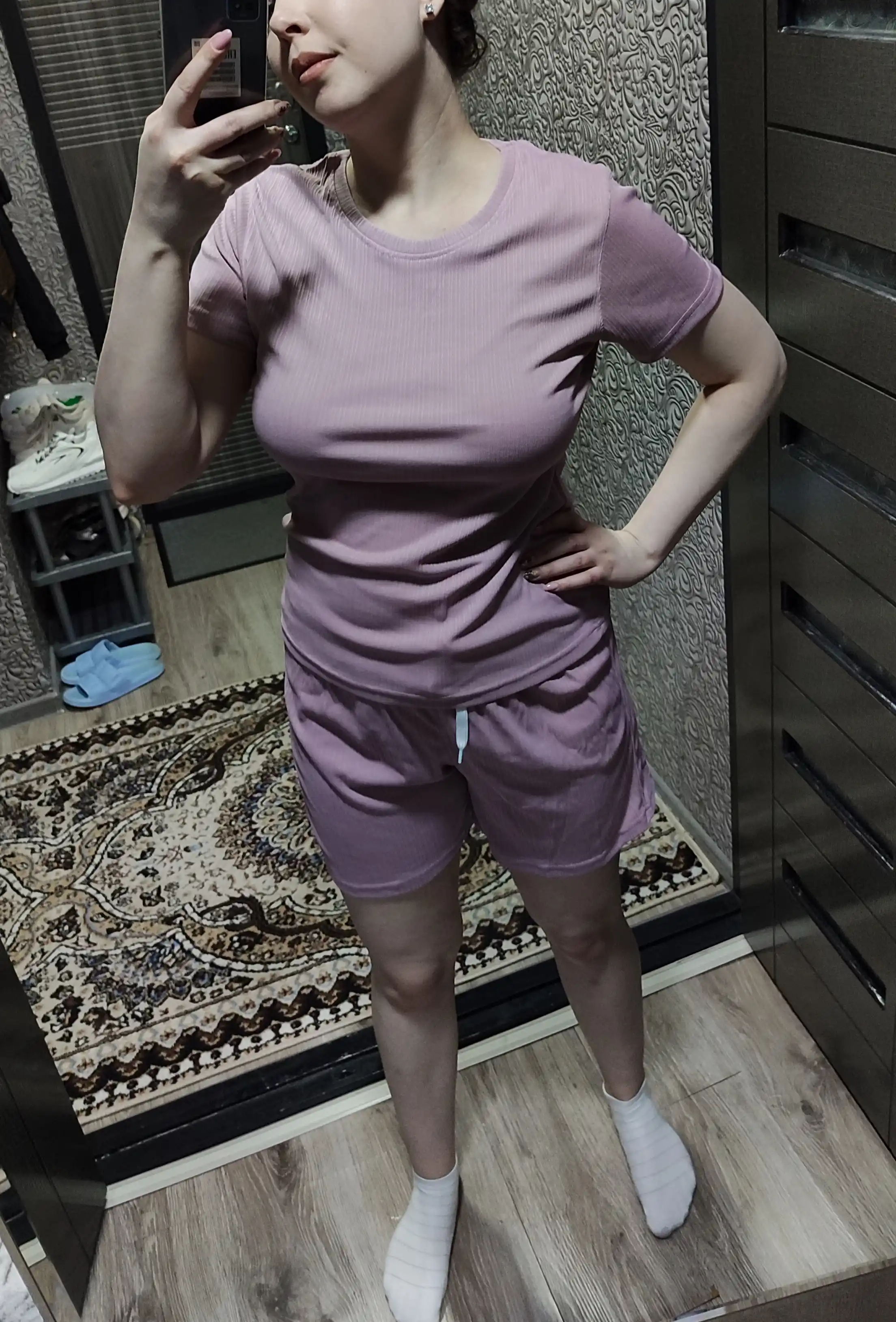 Костюм тройка лапша W10-01 BELLA, шорты, футболка, брюки палаццо