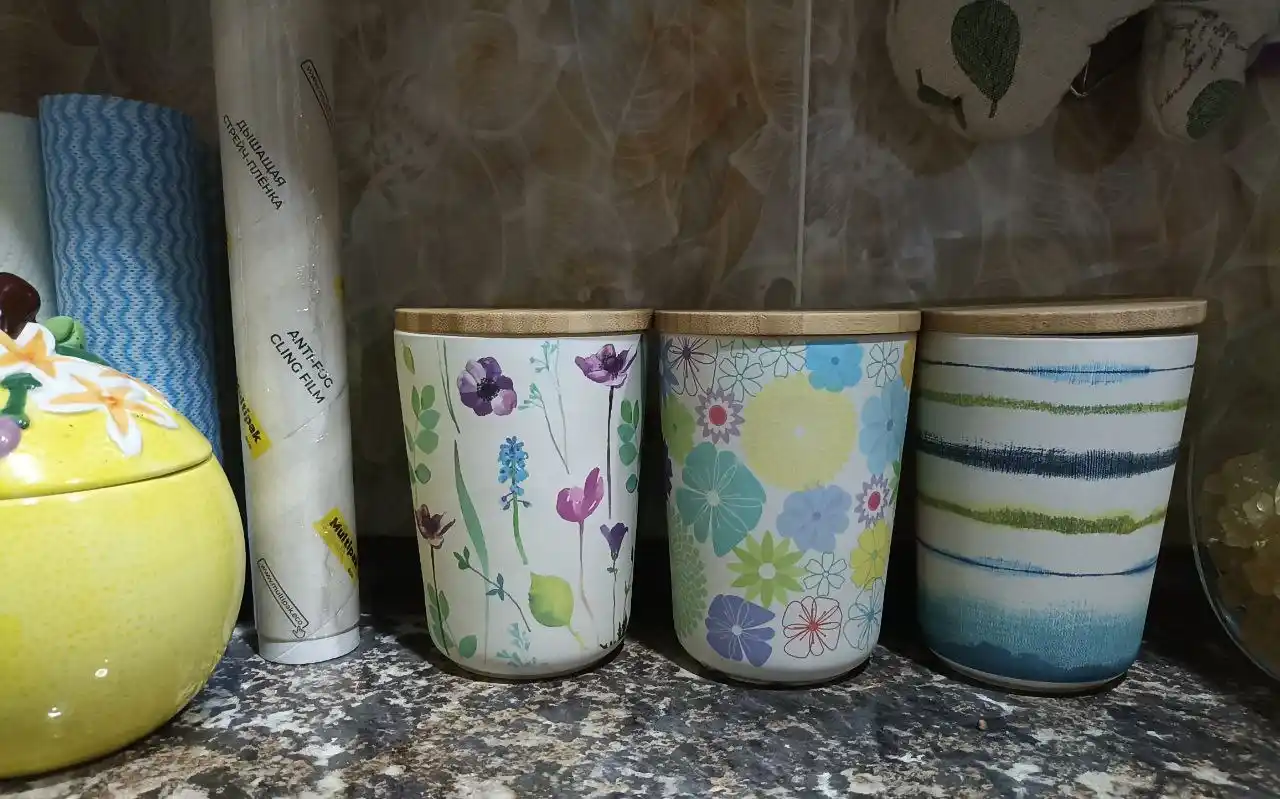 Банка для сыпучих продуктов "BamBoo Fibre Products", 15 * 10.5 см