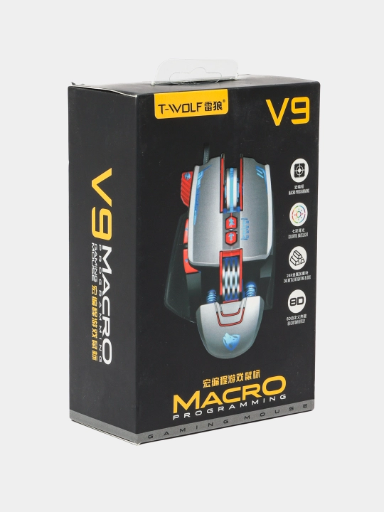 Игровая мышка с дополнительными клавишами T-Wolf V9 Macro