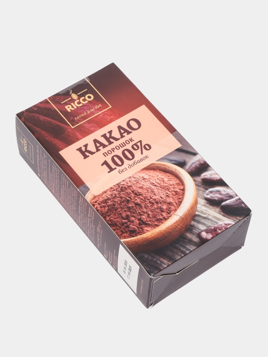 Какао-порошок RICCO натуральный 100 г, без добавок, для выпечки и напитков