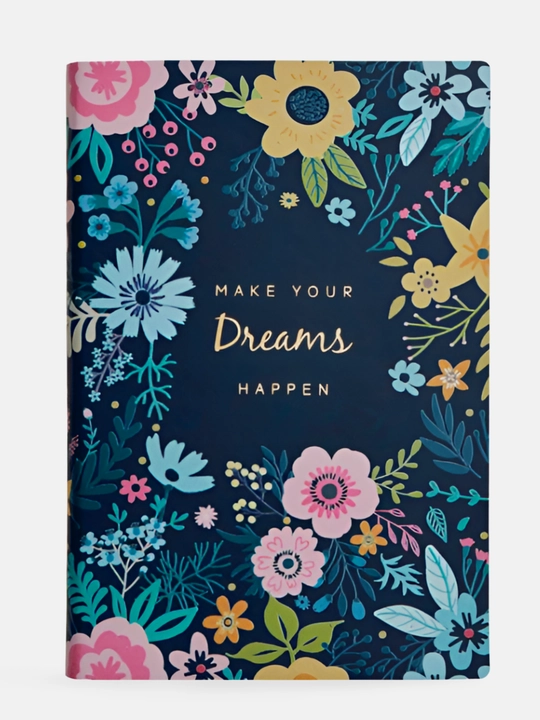Блокнот цветочный Make your dreams happen, A5, 80 г, 128 листов - 