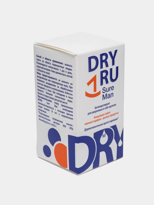 Antiperspirant Dry RU Sure Man, ter va hidga qarshi, 50 ml