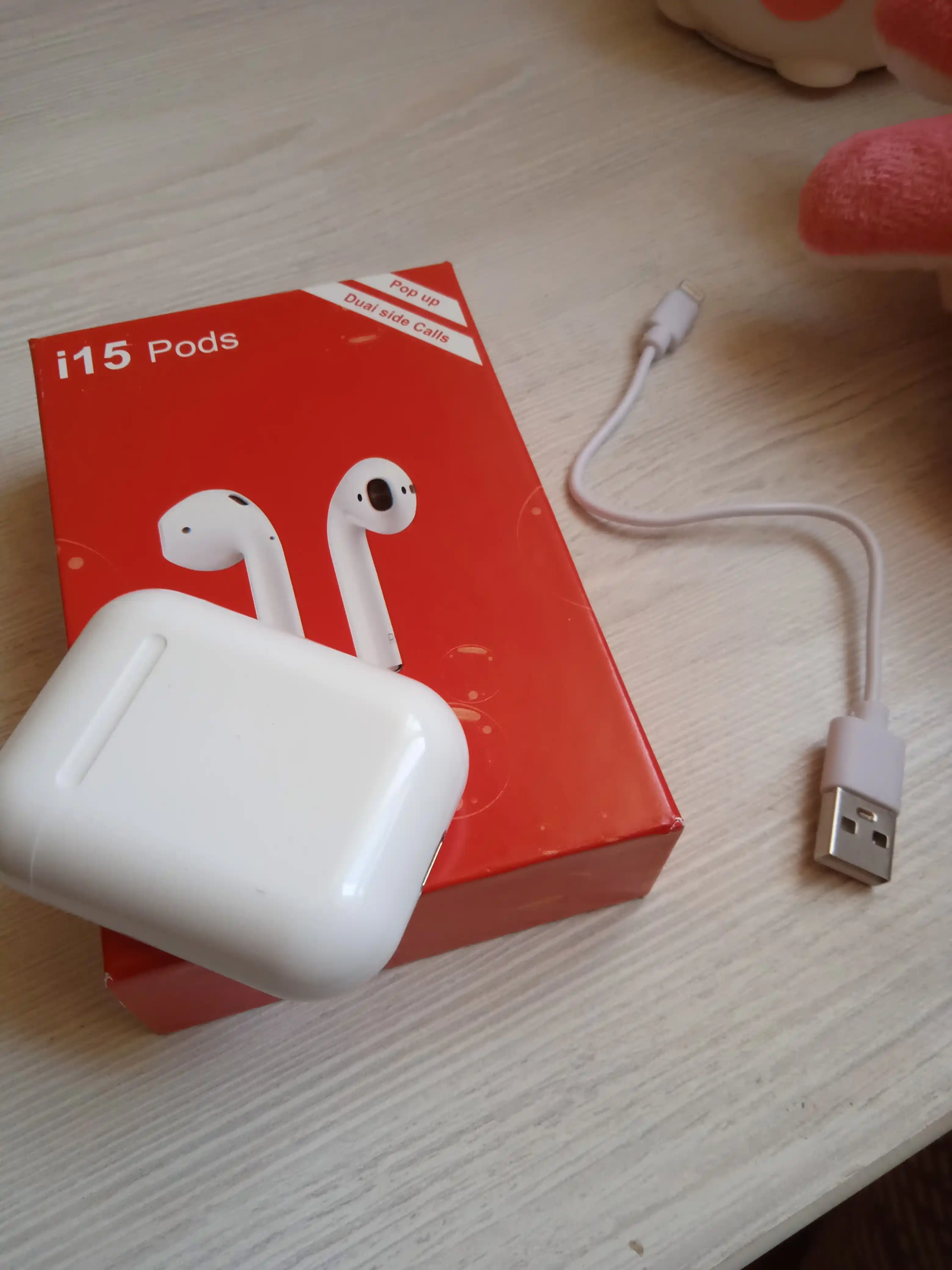 Simsiz sensorli quloqchinlar TWS i15, mikrofon va keys bilan, Bluetooth 5.0