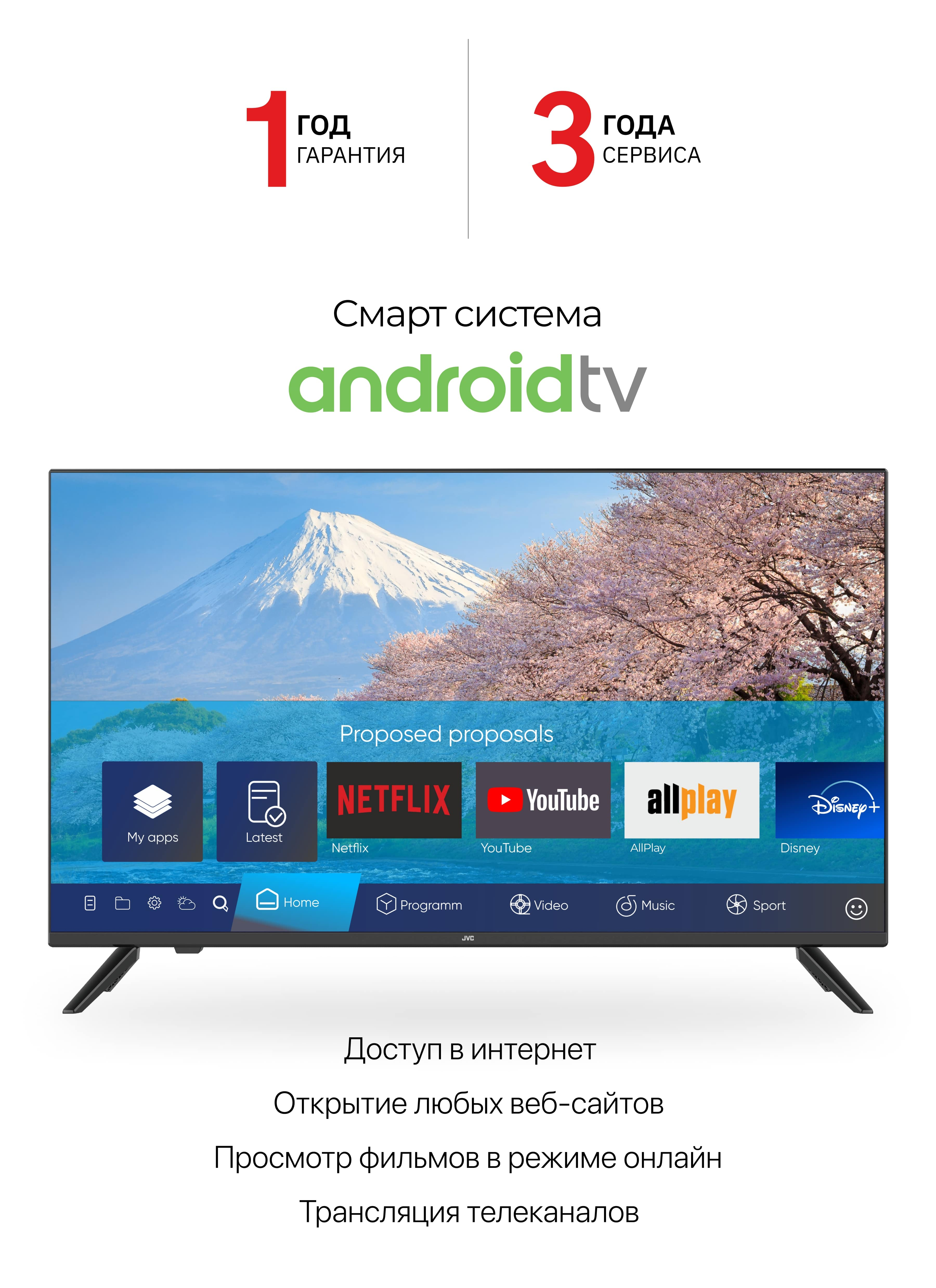 Телевизор JVC 50N7105 4K UHD Smart TV, Android 11, Bluetooth, Wi-Fi ...