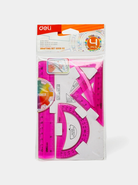 Линейки в наборе, 2 набора, Deli Pioneer 00602, 4 шт