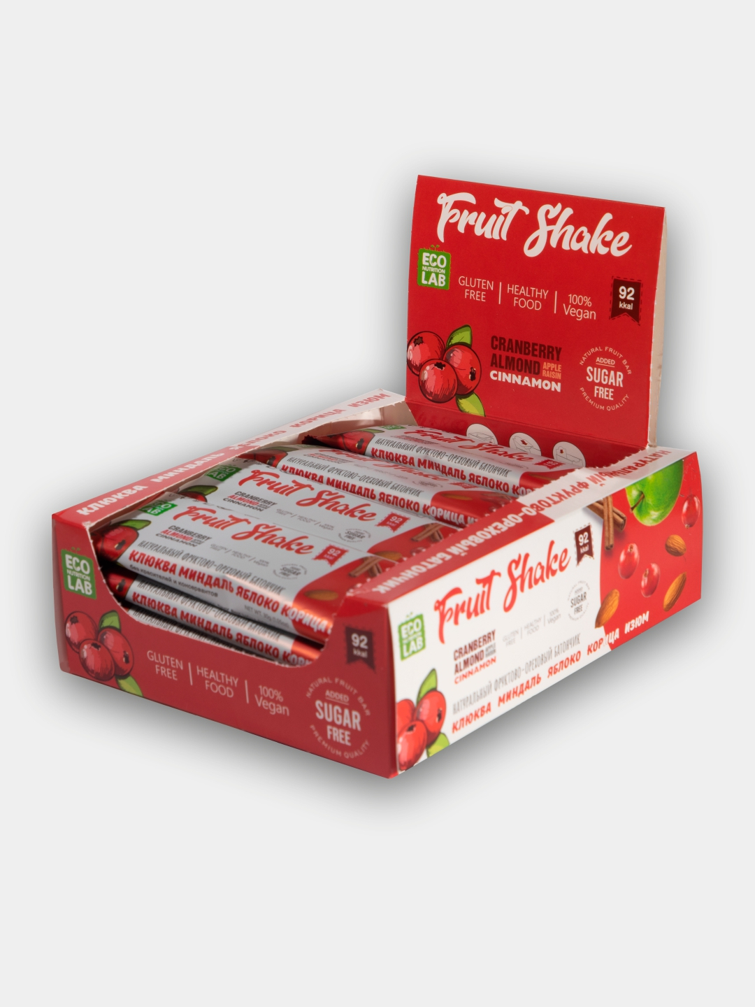 Фруктово-ореховые батончики Fruit Shake Клюква, 16 шт x 30 г купить по ...