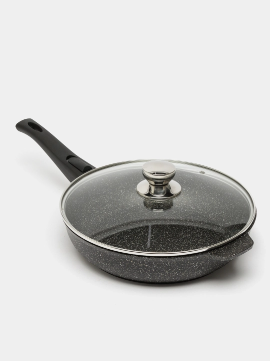 Сковорода с крышкой антипригарная Апрель, со съемной ручкой