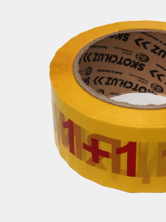 Скотч с надписью "АКЦИЯ 1+1", 4.5 см * 100 м