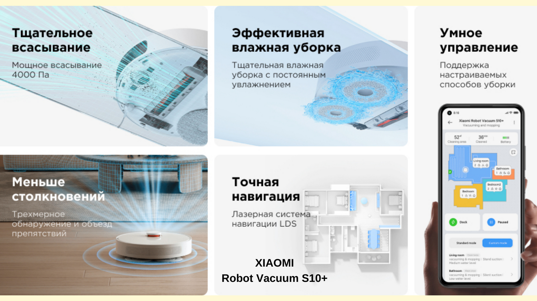 Умный робот пылесос Xiaomi Mi Robot Vacuum E10, S10, S10+ Global с функцией  влажной уборки купить по низким ценам в интернет-магазине Uzum (654395)