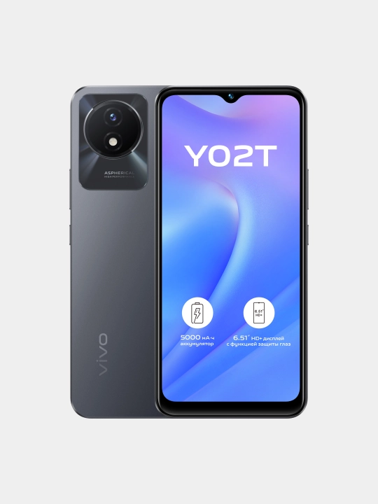 Смартфон Vivo Y02T, 4/64 ГБ, 6.51 HD Display, 5000 мА/ч