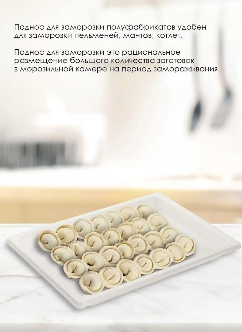 Поднос для заморозки пельменей и продуктов, большой лоток, пластиковый ...