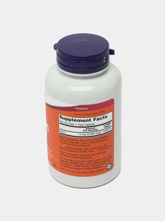 Biotin Now Foods, 5000 mkg, 120 kapsula