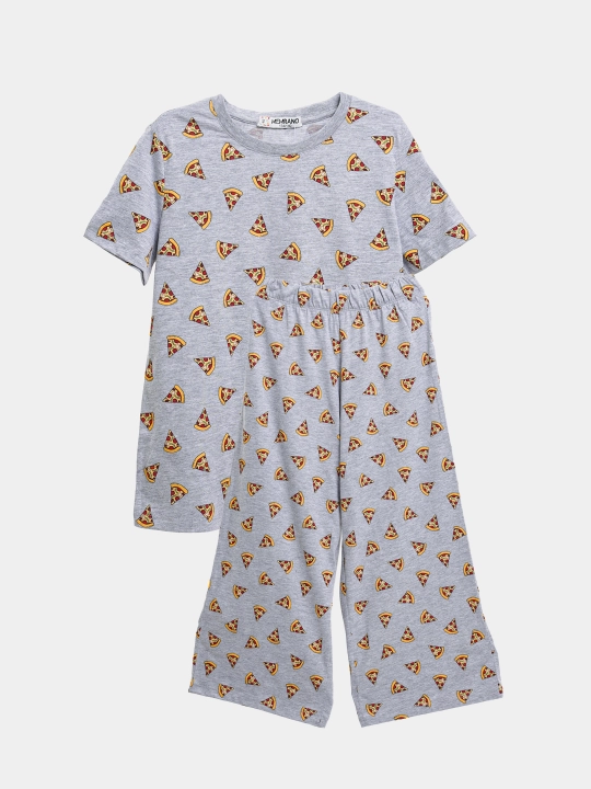 Qizlar va qizaloqlar uchun pijama, keng shim va futbolka