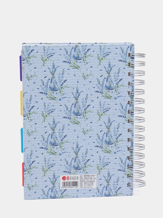 Bloknot lavanda prujinali, qalin oblojka bilan, 120 varaq