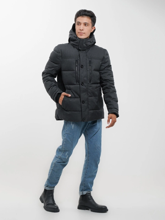 Стильная и теплая зимняя мужская куртка-пуховик Duppont Sorona Aura Dark Grey, до -20С