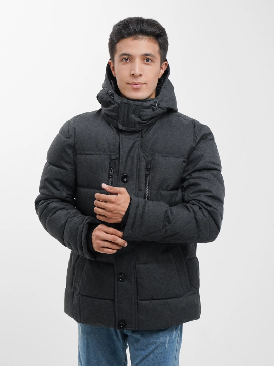 Стильная и теплая зимняя мужская куртка-пуховик Duppont Sorona Aura Dark Grey, до -20С