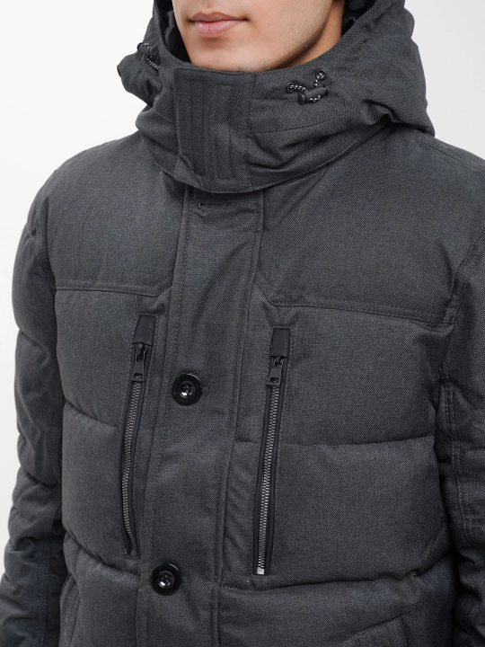 Стильная и теплая зимняя мужская куртка-пуховик Duppont Sorona Aura Dark Grey, до -20С