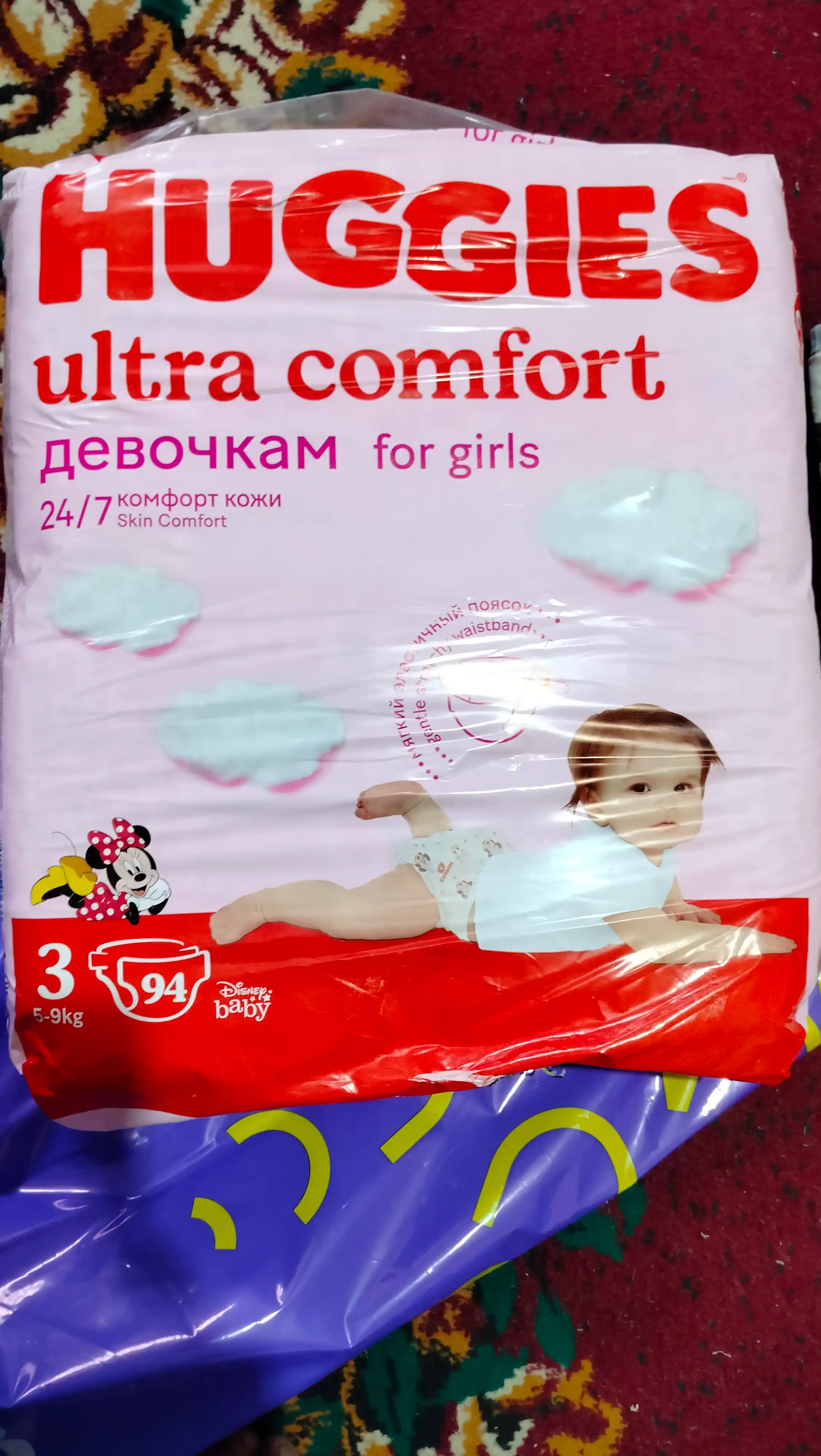 Подгузники Huggies Ultra Comfort для девочек 5-9кг, 3 размер, 94 шт