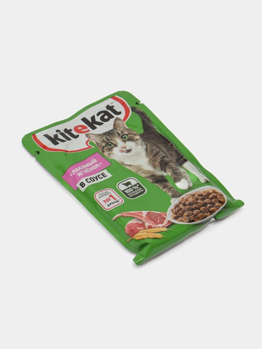 Kitekat Mushuklar uchun nam yem, qo‘y go‘shtli bo‘lakchalar sousda, 85 g × 28 dona