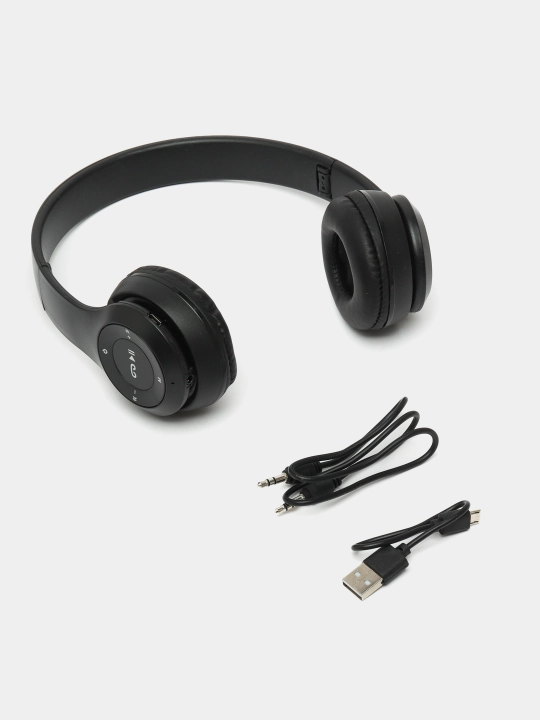 Simsiz yig'iladigan quloqchinlar P47 Wireless, mikrofonli, radio va CD fleshka uyasi bilan
