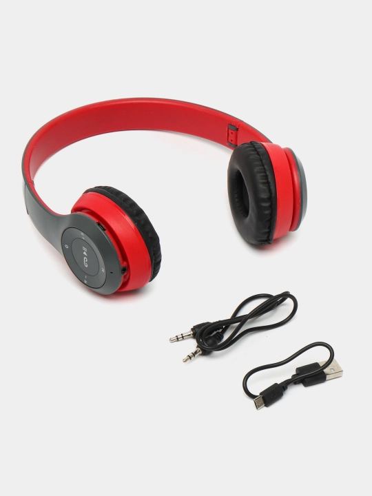Simsiz yig'iladigan quloqchinlar P47 Wireless, mikrofonli, radio va CD fleshka uyasi bilan
