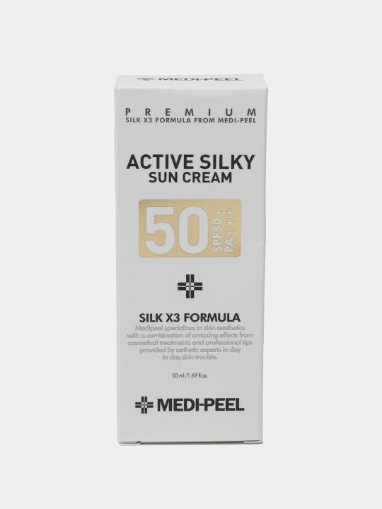 Солнцезащитный крем Medi Peel Active Silky, SPF50+, с комплексом пептидов и шёлка
