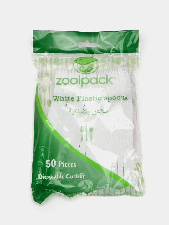 Zoolpack bir martalik plastik qoshiqlar 50 dona 16,5 sm (165)