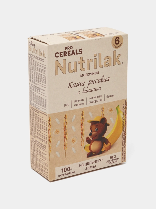 Butun donli guruch bo'tqasi Nutrilak Premium ProCereals, sutli banan bilan, 200 gr - 