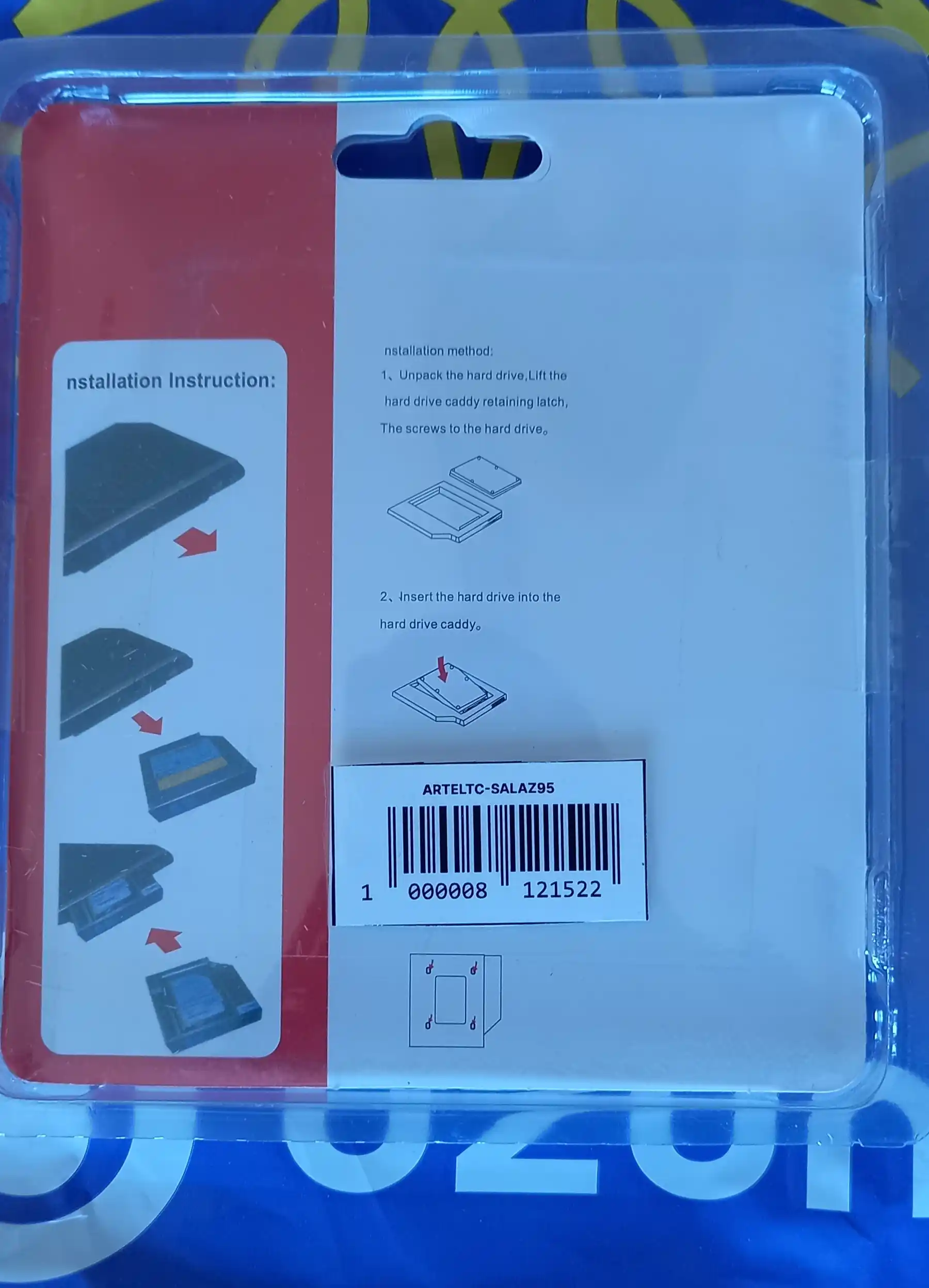 Salazka adapter noutbuk uchun DVD 9,5 mm o'rniga SSD/HDD caddy uchun optibay