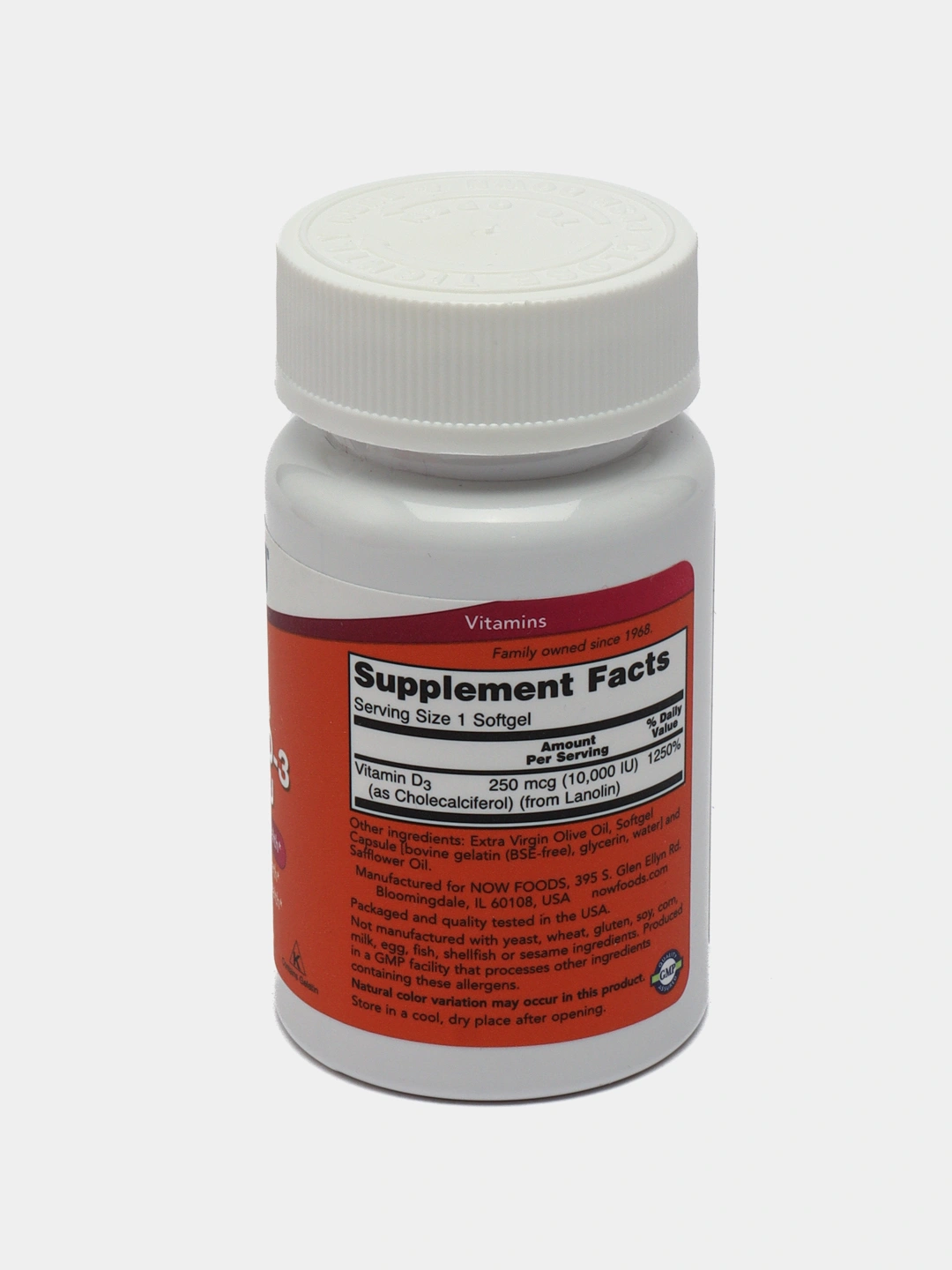 Now foods Витамин D3 10 000 IU, 120 softgels, хальял купить по низким