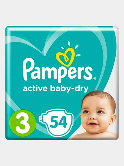 Подгузники для детей Pampers Active Baby, 3 размер, 6-10 кг, 54 шт